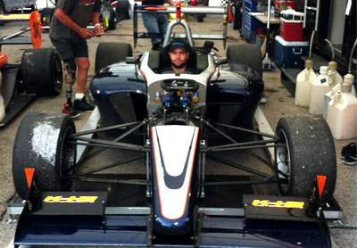 Alan McCallum prepares for first race in the K-Hill Team Formula Atlantic Swift #56 car